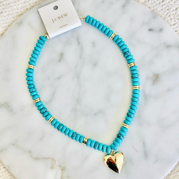 J. Crew NWT Beaded Gold Heart Pendant Necklace - Picture 1 of 10